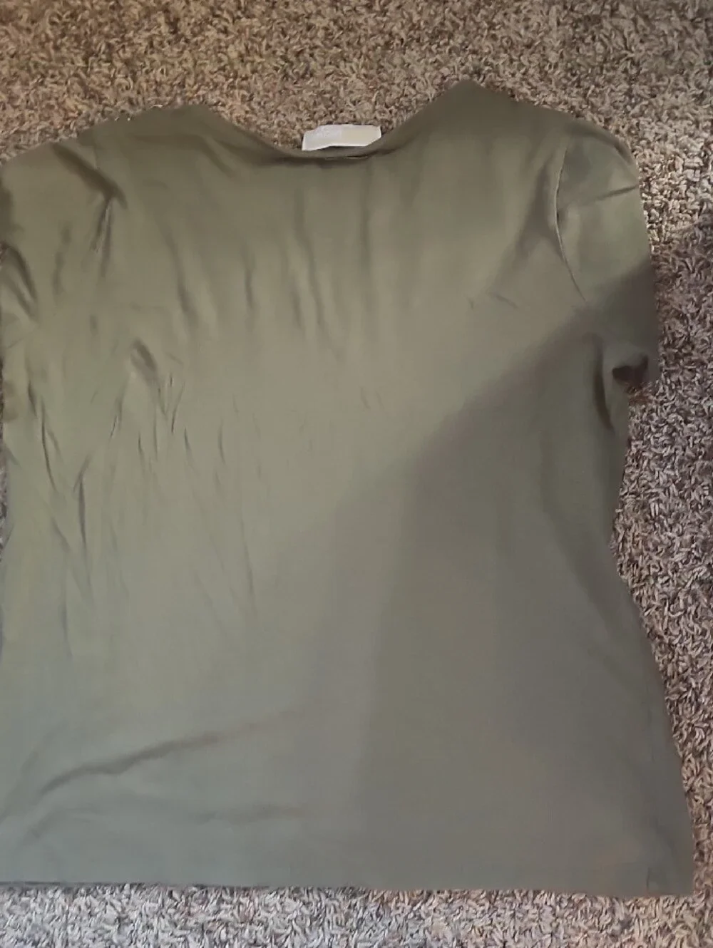 Michael Kors Olive V-Neck Short Sleeve Top with Grommet Shoulder Detail